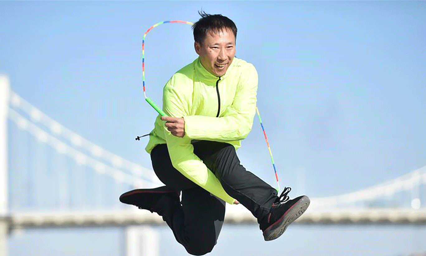 Pic story of rope jumping coach in Jilin, NE China's Jilin