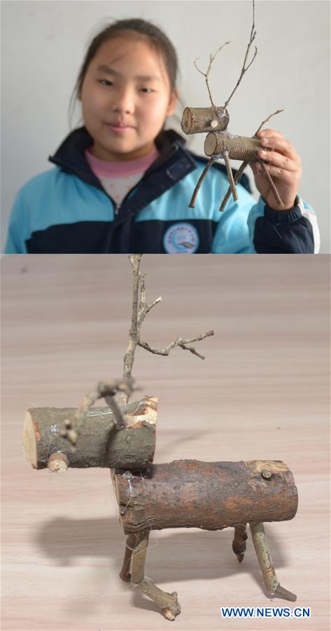 Students make handicrafts by using natural materials in China's Hunan