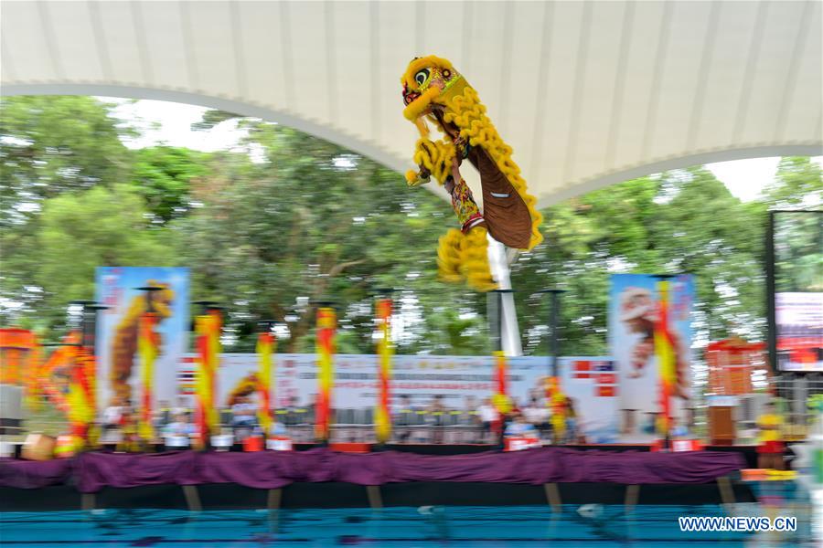First Int'l Water Stilt Lion Dance Championship held in Malaysia