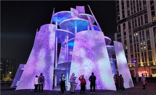 "Time Tower" shines at Nanjing Youth Olympic Lighting Art Festival 2020