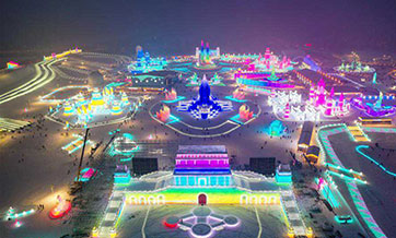 Night view of 21st Harbin Ice-Snow World