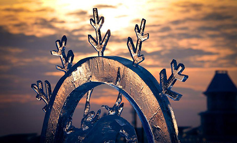 In pics: ice sculptures at sunset in Harbin