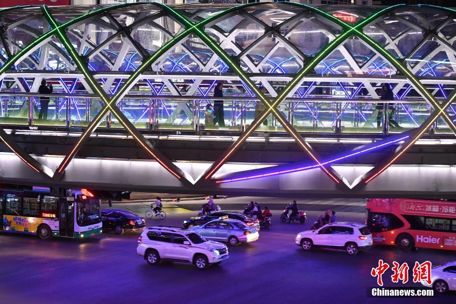 Donut-like overpass illuminates Kunming night sky