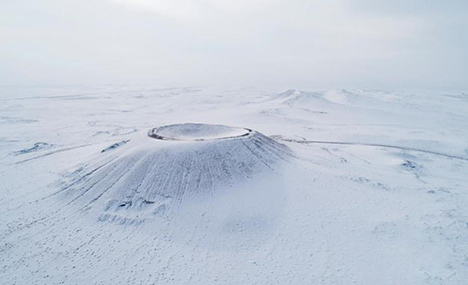 Snow-covered Ulan Hada volcano group