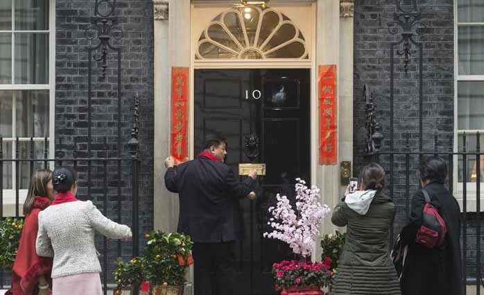 Couplets pasted on 10 Downing Street to celebrate Chinese New Year 