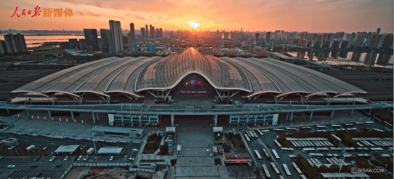 Drone view of Wuhan after snow