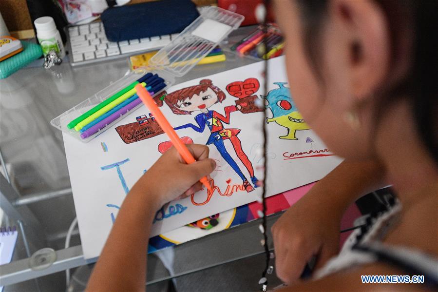 Children across world create paintings to support China's fight against novel coronavirus epidemic