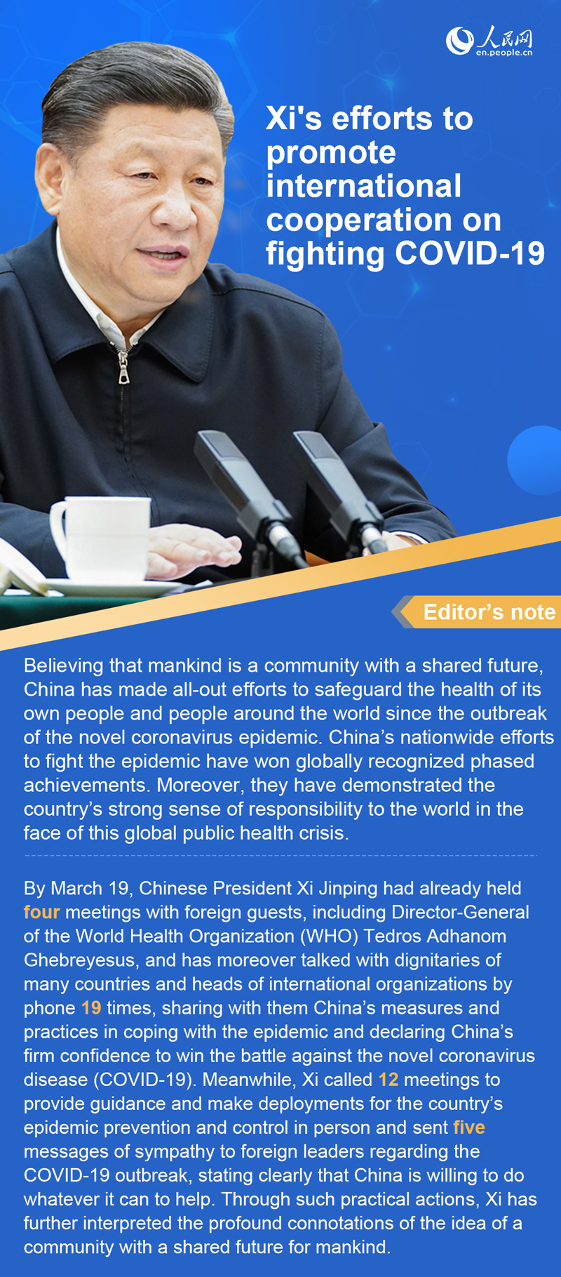 Xi's efforts to promote international cooperation on fighting COVID-19