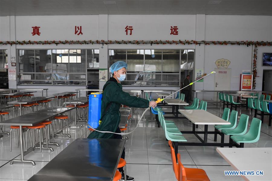 School carries out disinfection work for class resumption in Wuchuan County, Hohhot