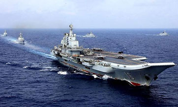 Chinese aircraft carrier formation conducts regular training