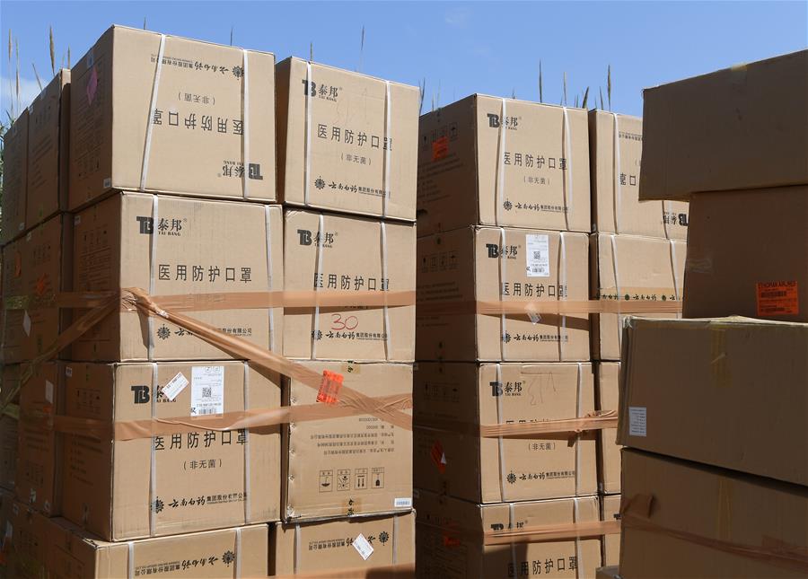 Medical supplies from China seen outside warehouse in Rome, Italy