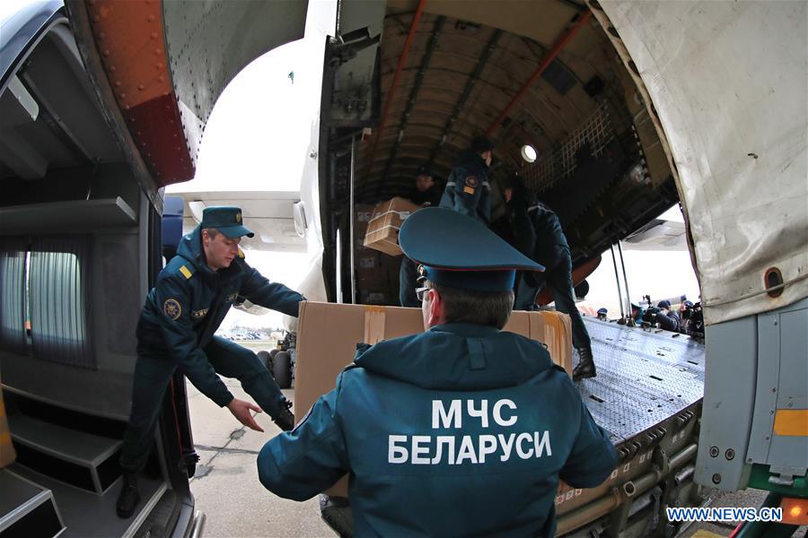 Chinese humanitarian aid arrives in Minsk, Belarus