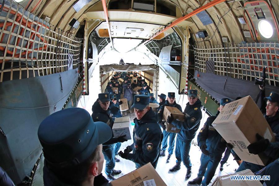 Chinese humanitarian aid arrives in Minsk, Belarus