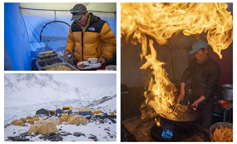 Pressure cookers used to cope with high altitude on Mt.Qomolangma