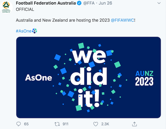 Australia and New Zealand selected as hosts of 2023 FIFA Women’s World Cup