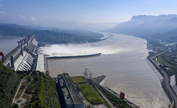 Aerial view of Three Gorges Dam in China's Hubei