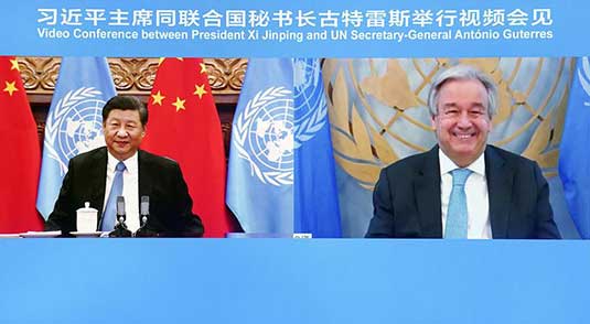 Xi, UN chief hold videoconference
