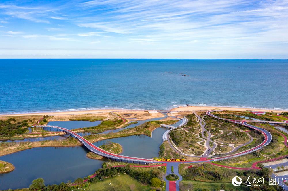 Aerial view of Green Lane in Rizhao, east China's Shandong