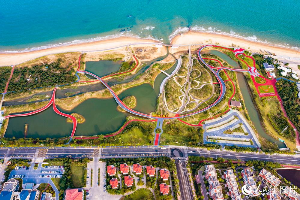 Aerial view of Green Lane in Rizhao, east China's Shandong