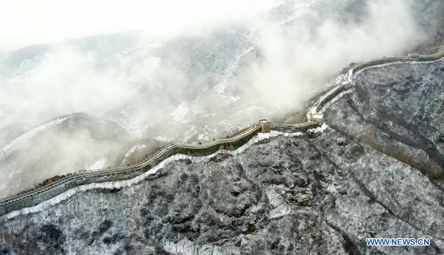 Snowscape of Mutianyu section of Great Wall in Beijing