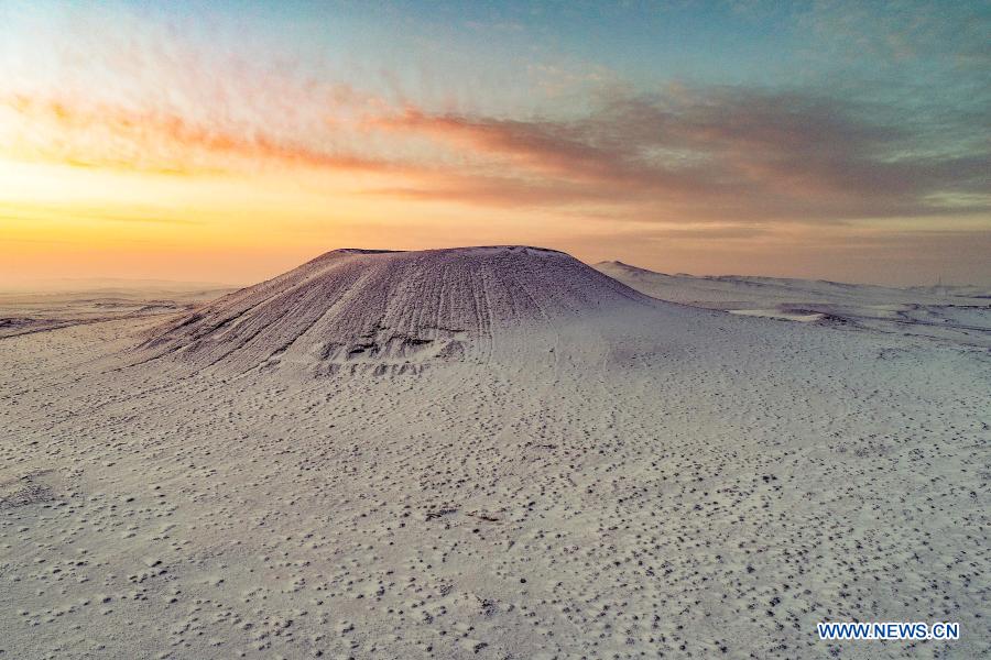 Scenery of snow-covered volcanoes in Inner Mongolia