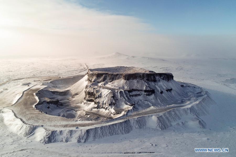Scenery of snow-covered volcanoes in Inner Mongolia