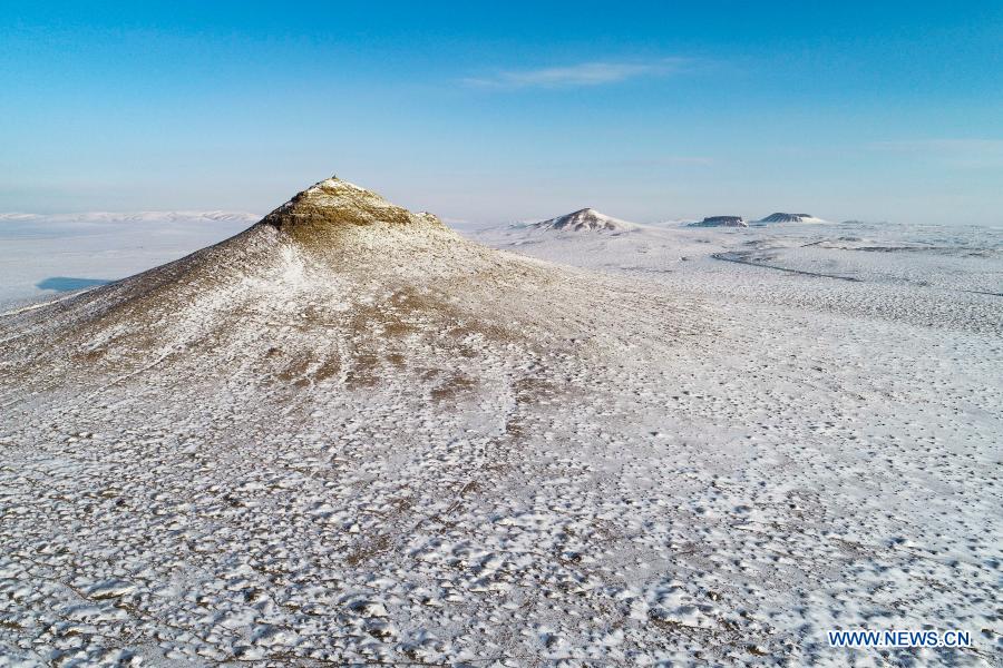 Scenery of snow-covered volcanoes in Inner Mongolia