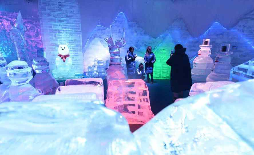 Tourists visit Frost Magical Ice of Siam in Thailand