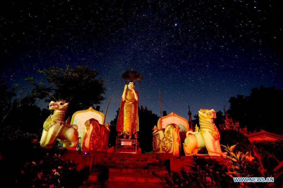 View of starry night on outskirts of Yangon, Myanmar