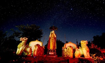 View of starry night on outskirts of Yangon, Myanmar