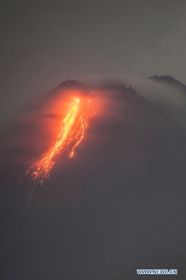 Mount Merapi spews volcanic materials in Indonesia