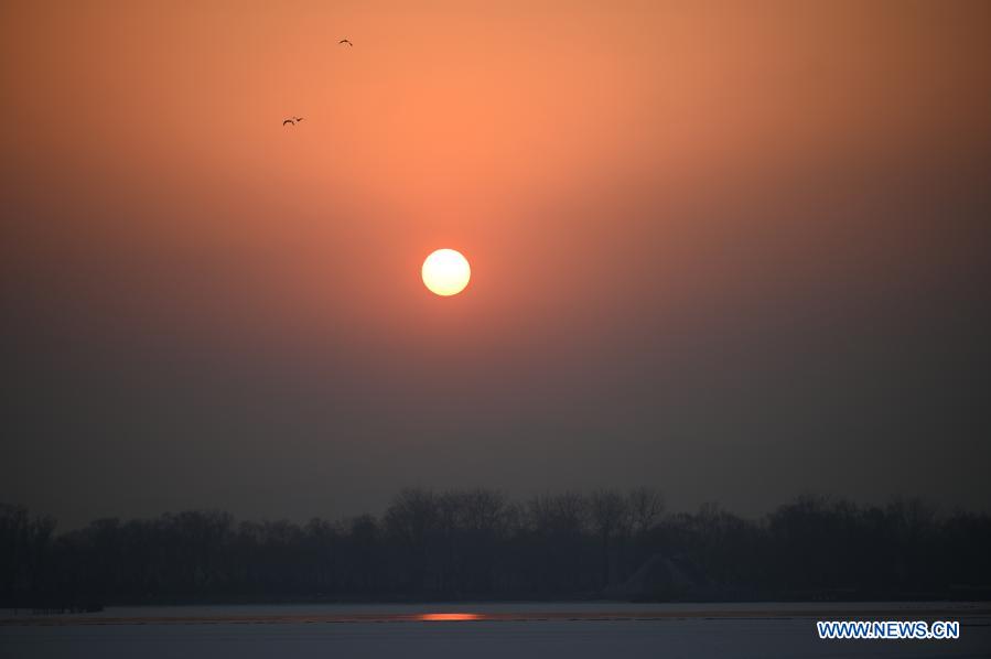 View of sunset at Summer Palace in Beijing