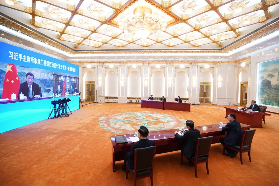 Xi hears work report from Macao SAR chief executive