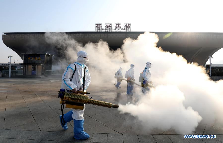 Disinfection work conducted at key public areas in Shijiazhuang