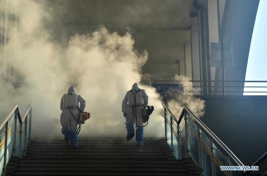 Disinfection work conducted at key public areas in Shijiazhuang