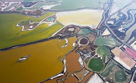 Aerial view of salt lake in Yuncheng City, Shanxi