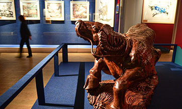 People visit ox-themed art exhibition welcoming Year of the Ox at Hainan Museum