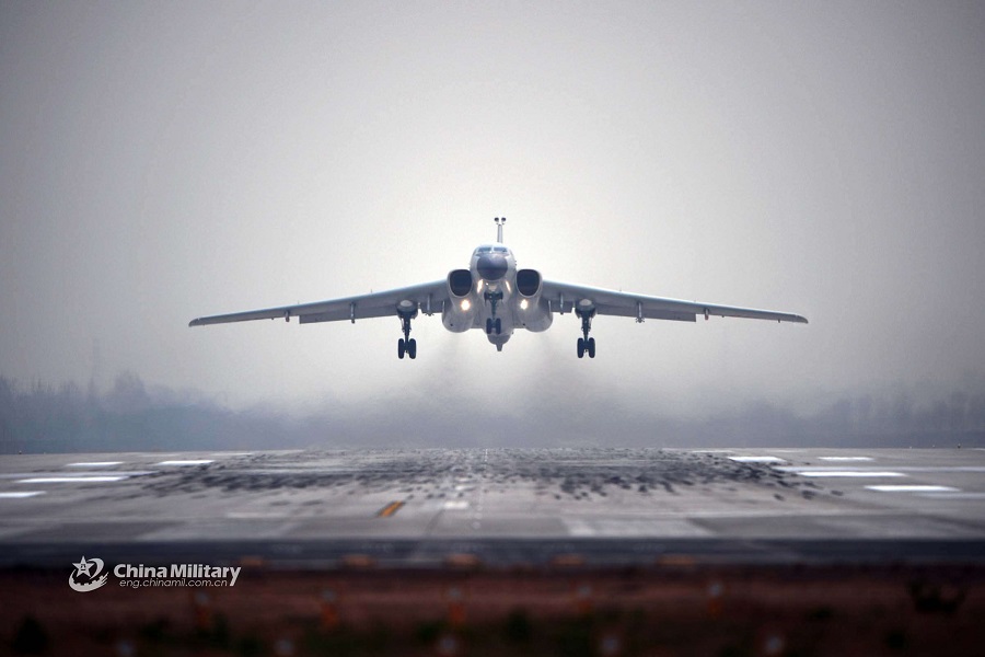 Bomber takes off during cross-area maneuver training