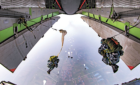 Paratroopers in round-the-clock force projection drill