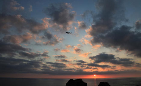 Sunset scenery at Raouche Rocks in Beirut