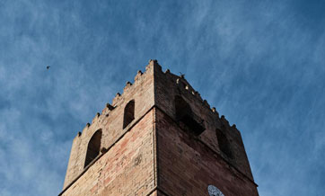People visit village in Siguenza city, Spain