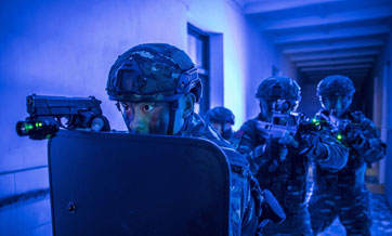 Armed police special operations soldiers in anti-terror drill