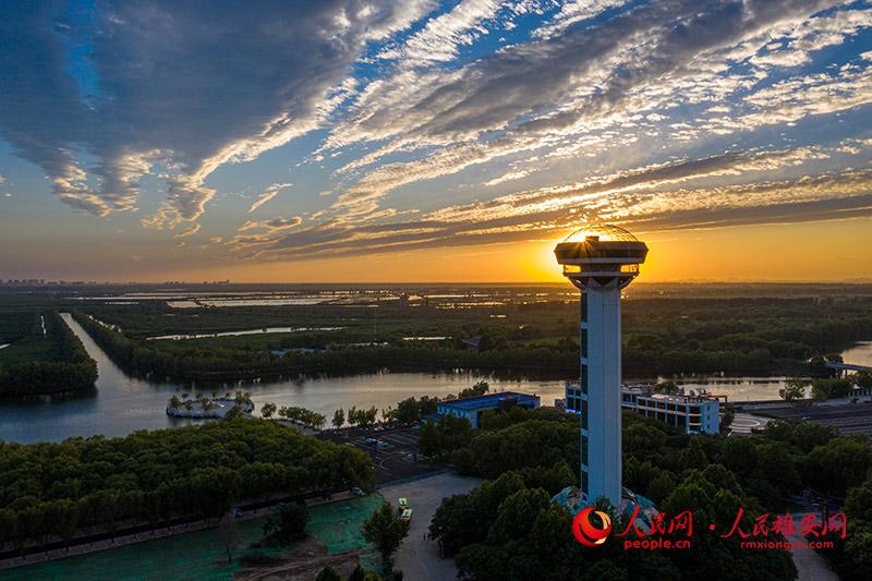 Enchanting view of Xiong'an New Area at dusk