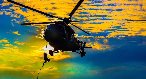 Soldiers practice exiting helicopters at night