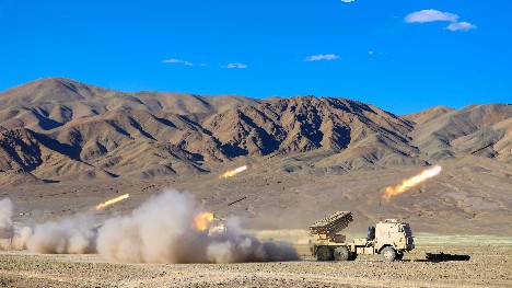 Rocket launchers fire on plateau