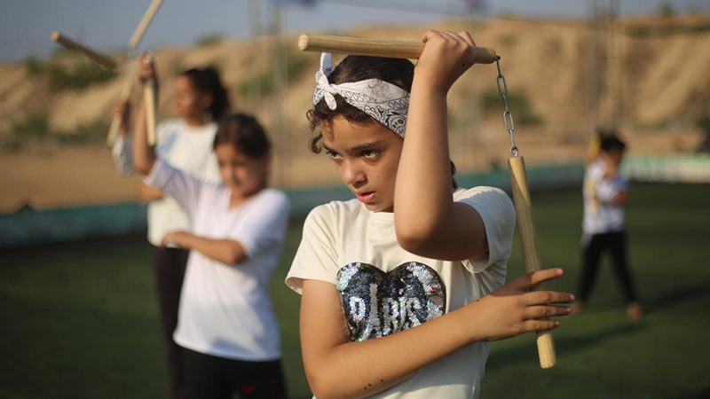 People practice Chinese martial arts Kungfu in Rafah