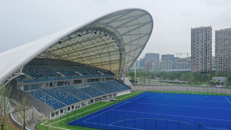 Aerial view of 2022 Asian Games' hockey stadium