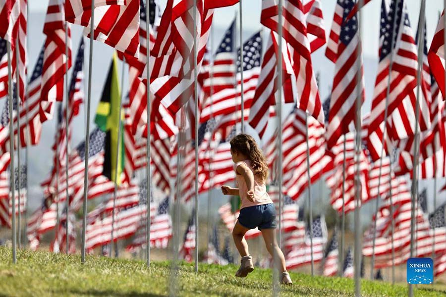 Waves of Flags displayed to honor victims of 9/11 attacks in U.S.