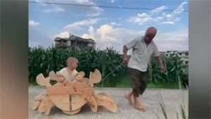 I wish he were my grandpa: Carpenter wows neighbors with marvelous wooden toys