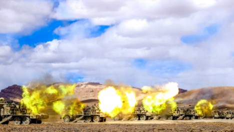 Howitzers fire at targets in live-fire exercise